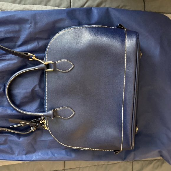 Navy Dooney & Bourke leather satchel shoulder bag - Picture 2 of 4